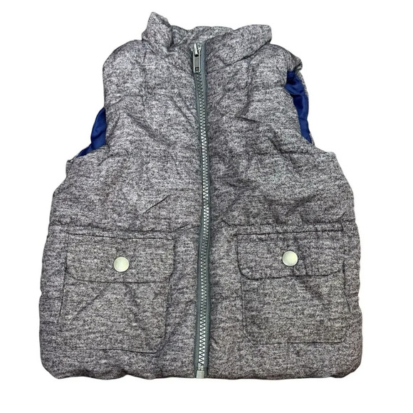 Rorie Whelan Baby Boy Puffer Vest 24 Months Quilted Pockets Full Zip Gray Blue - Picture 1 of 6